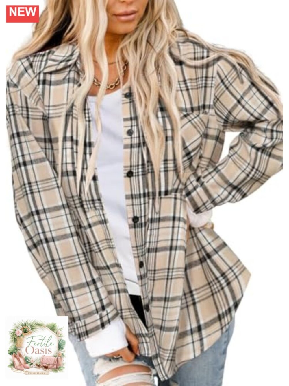 Womens Plaid Flannel Button Down Shirt Long Sleeve Casual Loose Fit